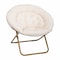 Flash Furniture Gwen 38" Oversize Portable Faux Fur Folding Saucer Moon Chair for Dorm and Bedroom, Ivory Sherpa/Soft Gold Frame FV-FMC-025-IV-SGD-GG - alternate 2